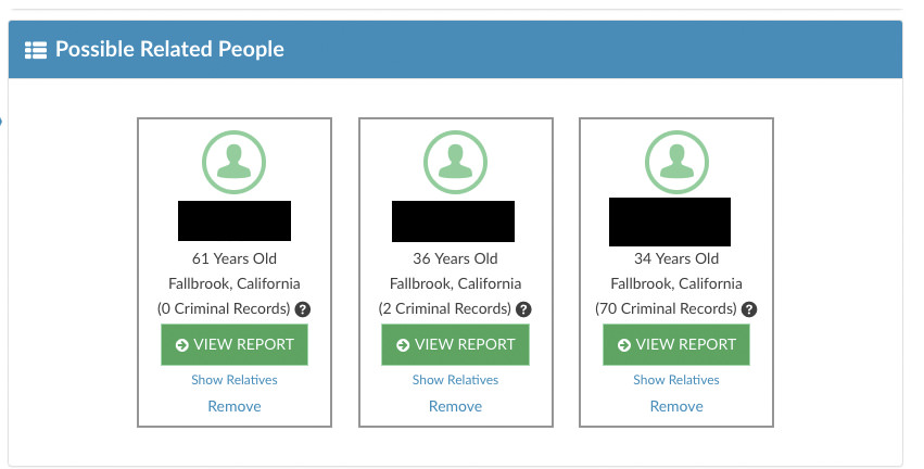 Instant Checkmate related people section