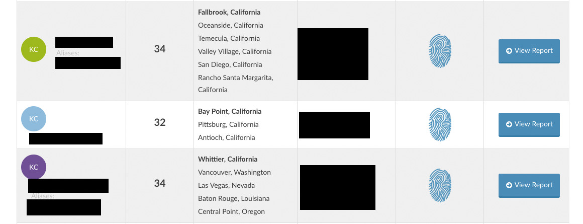 Instant Checkmate search results page
