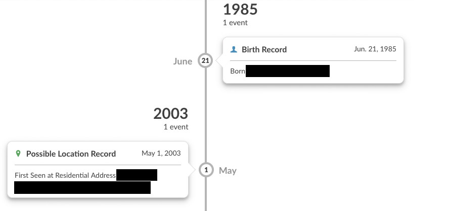 Instant Checkmate report timeline feature