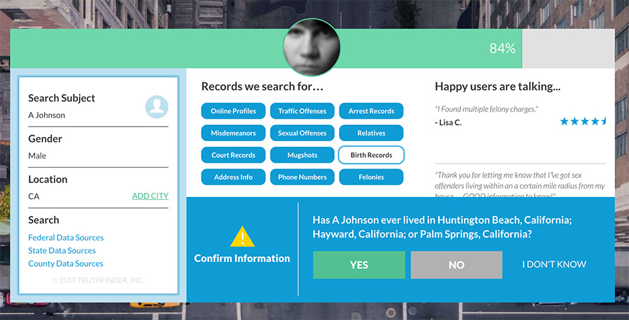 TruthFinder search results page